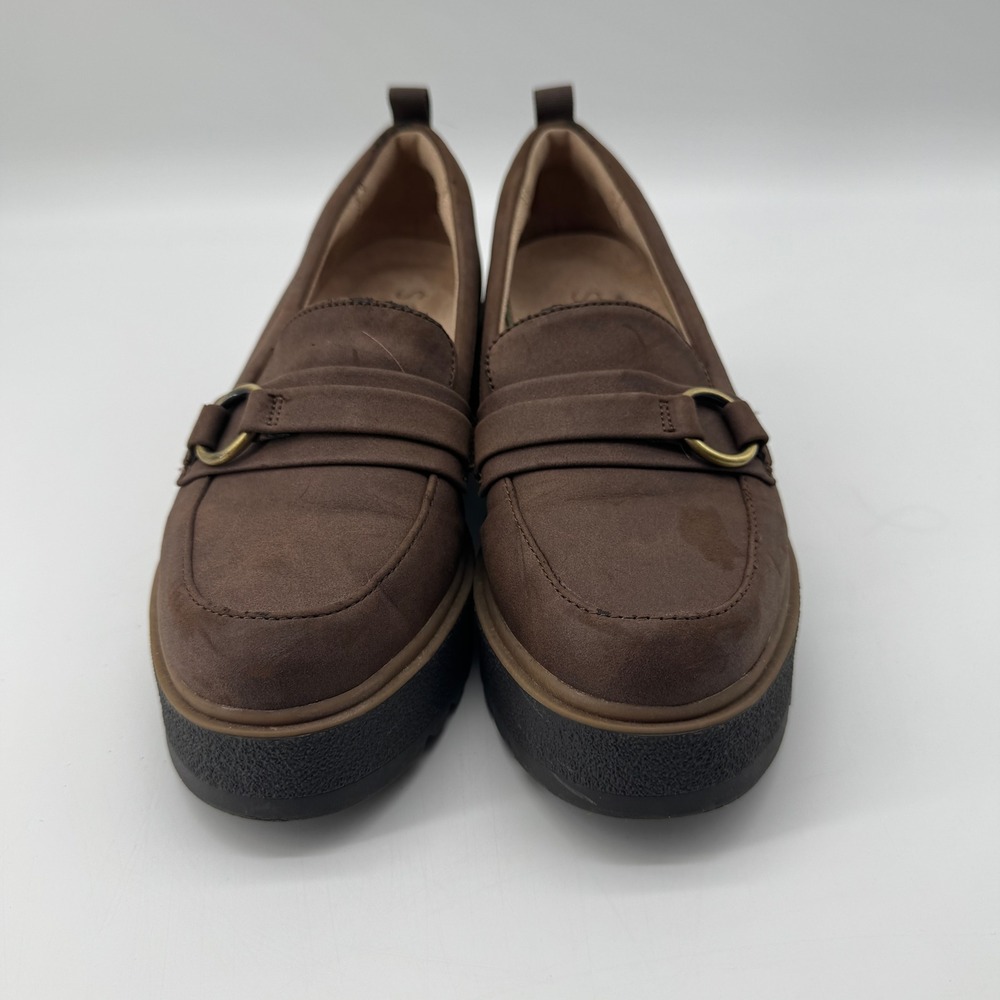 Soul Naturalizer Platform Loafers 7 Brown Wedge Chunky Slip On Joyla Academia - Picture 2 of 13